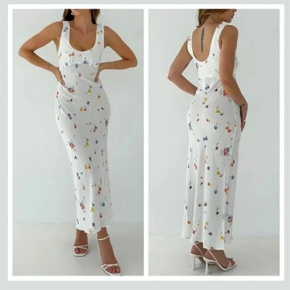 Rumored Dresses & Skirts - NWT Rumored North Country White Floral Maxi Dress Sz L